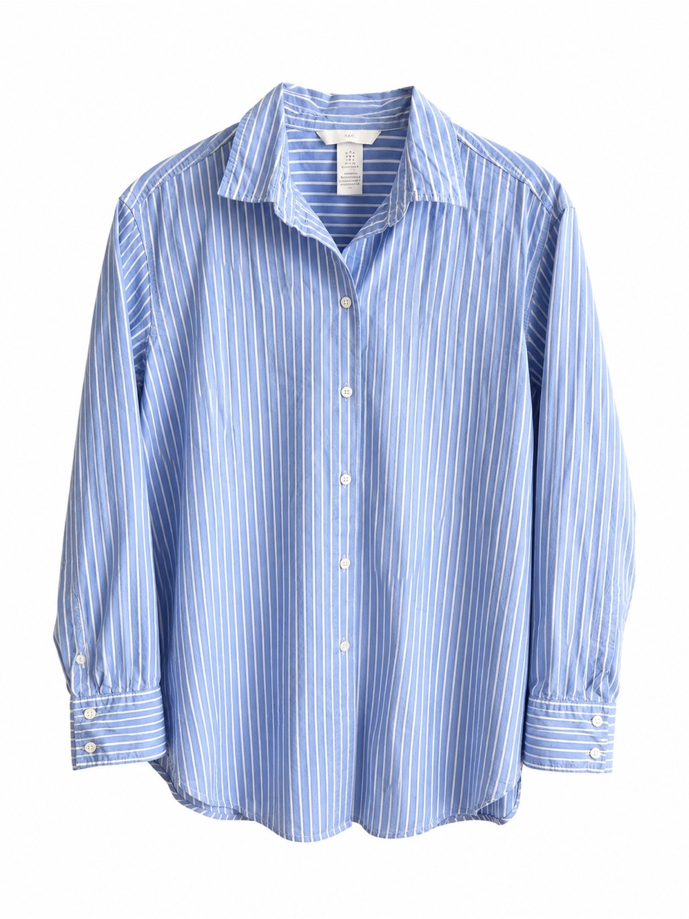 H&M Blue & White Striped Oversized Cotton Long Sleeve Button-Down Shirt Size S